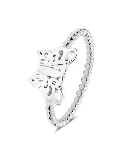 Ball Pattern around Circle with Cute Butterfly Ring NSR-4090